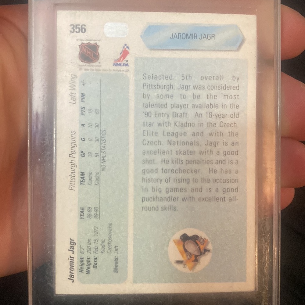 Jaromir Jagr 1990 upper deck - Picture 2 of 2